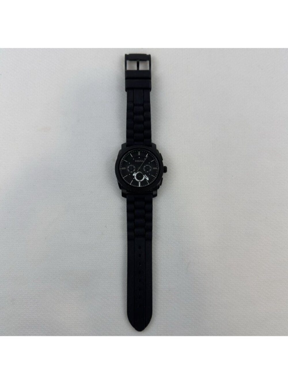 Fossil Mens Black Stainless Steel Chronograph Watch FS-4487 Silicone Strap - Picture 2 of 16